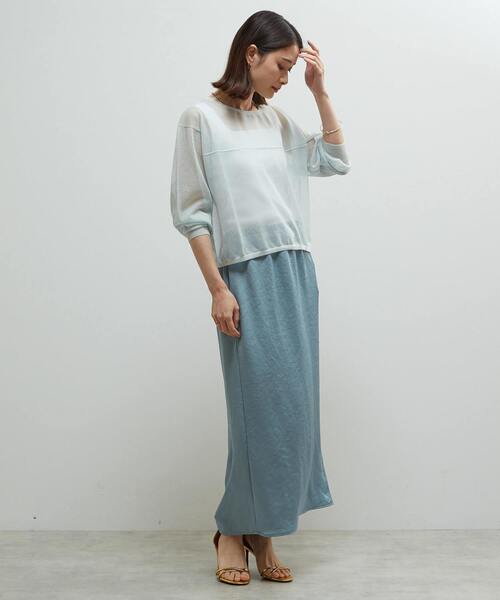 SOFFITTO（ソフィット）の「シアーニットオーバーサイズプルオーバー（ニット/セーター・レディース・ミント/オフホワイト/ブラック・FREE）」の8枚目の写真
