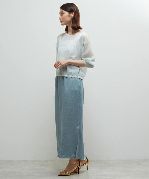 SOFFITTO（ソフィット）の「シアーニットオーバーサイズプルオーバー（ニット/セーター・レディース・ミント/オフホワイト/ブラック・FREE）」の9枚目の写真
