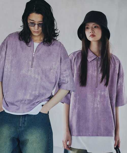 tk.TAKEO KIKUCHI（ティーケータケオキクチ）の「ヴィンテージライクハーフジップポロシャツ（ポロシャツ・メンズ・ライトグレー/ブラック/オリーブ/ベビーピンク・01/02/03）」の4枚目の写真