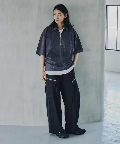 tk.TAKEO KIKUCHI（ティーケータケオキクチ）の「ヴィンテージライクハーフジップポロシャツ（ポロシャツ・メンズ・ライトグレー/ブラック/オリーブ/ベビーピンク・01/02/03）」の5枚目の写真