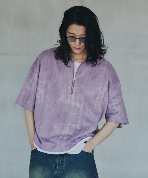 tk.TAKEO KIKUCHI（ティーケータケオキクチ）の「ヴィンテージライクハーフジップポロシャツ（ポロシャツ・メンズ・ライトグレー/ブラック/オリーブ/ベビーピンク・01/02/03）」の7枚目の写真