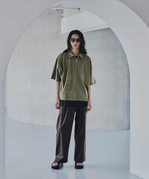 tk.TAKEO KIKUCHI（ティーケータケオキクチ）の「ヴィンテージライクハーフジップポロシャツ（ポロシャツ・メンズ・ライトグレー/ブラック/オリーブ/ベビーピンク・01/02/03）」の10枚目の写真