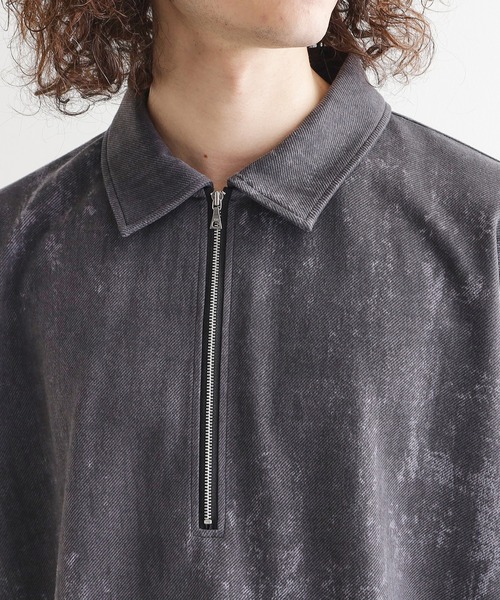 tk.TAKEO KIKUCHI（ティーケータケオキクチ）の「ヴィンテージライクハーフジップポロシャツ（ポロシャツ・メンズ・ライトグレー/ブラック/オリーブ/ベビーピンク・01/02/03）」の13枚目の写真