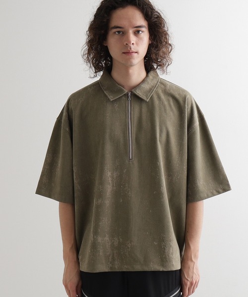 tk.TAKEO KIKUCHI（ティーケータケオキクチ）の「ヴィンテージライクハーフジップポロシャツ（ポロシャツ・メンズ・ライトグレー/ブラック/オリーブ/ベビーピンク・01/02/03）」の16枚目の写真