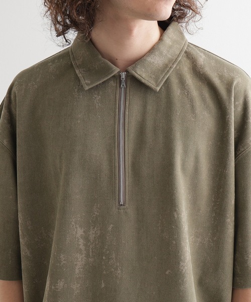 tk.TAKEO KIKUCHI（ティーケータケオキクチ）の「ヴィンテージライクハーフジップポロシャツ（ポロシャツ・メンズ・ライトグレー/ブラック/オリーブ/ベビーピンク・01/02/03）」の19枚目の写真