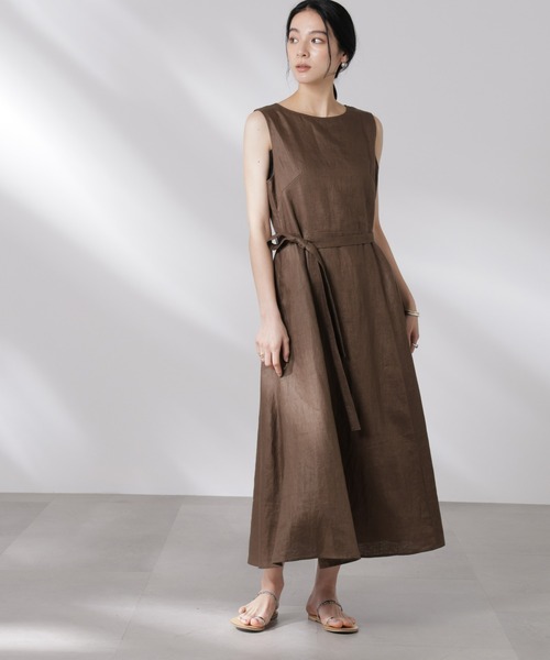 NANO universe（ナノユニバース）の「ヨーロピアンフラックス Aラインノースリーブワンピース（ワンピース・レディース・ベージュ/ネイビー/ブラウン・S/M）」の11枚目の写真