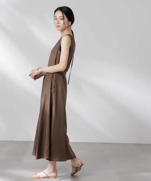 NANO universe（ナノユニバース）の「ヨーロピアンフラックス Aラインノースリーブワンピース（ワンピース・レディース・ベージュ/ネイビー/ブラウン・S/M）」の16枚目の写真