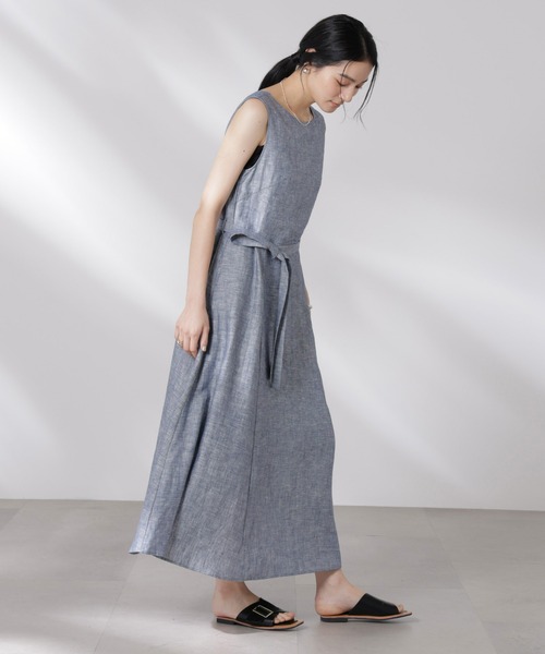 NANO universe（ナノユニバース）の「ヨーロピアンフラックス Aラインノースリーブワンピース（ワンピース・レディース・ベージュ/ネイビー/ブラウン・S/M）」の20枚目の写真