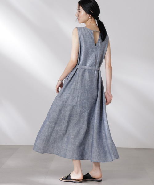 NANO universe（ナノユニバース）の「ヨーロピアンフラックス Aラインノースリーブワンピース（ワンピース・レディース・ベージュ/ネイビー/ブラウン・S/M）」の21枚目の写真