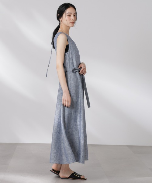 NANO universe（ナノユニバース）の「ヨーロピアンフラックス Aラインノースリーブワンピース（ワンピース・レディース・ベージュ/ネイビー/ブラウン・S/M）」の22枚目の写真