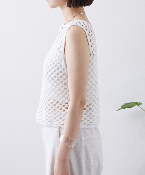 mystic(ミスティック)の「スクエアクロシェタンク(タンクトップ・レディース・ブラック/オフホワイト・FREE)」の10枚目の写真