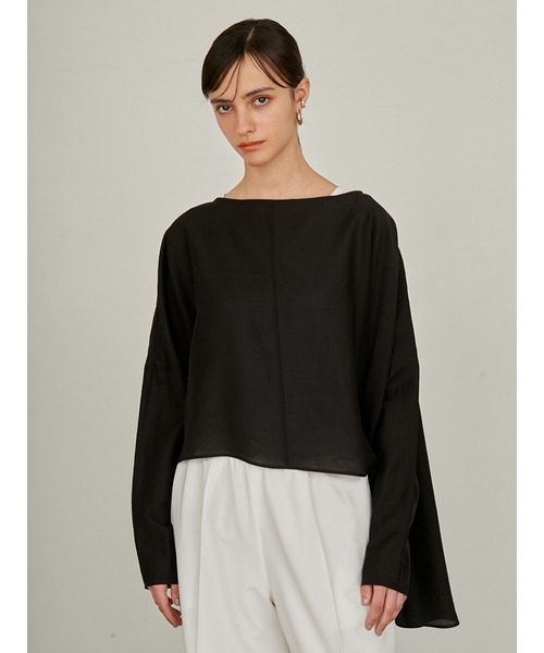 styling/（スタイリング）の「フレアヘムシアーブラウス（シャツ/ブラウス・レディース・ブラック/ホワイト/ライム・FREE）」の2枚目の写真