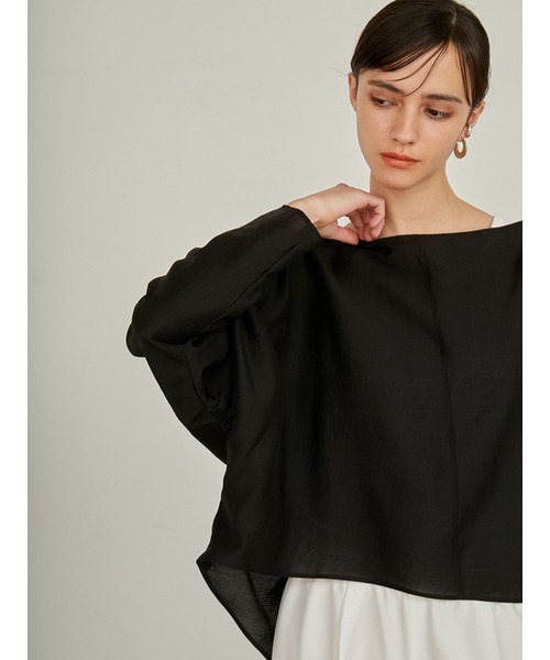 styling/（スタイリング）の「フレアヘムシアーブラウス（シャツ/ブラウス・レディース・ブラック/ホワイト/ライム・FREE）」の4枚目の写真