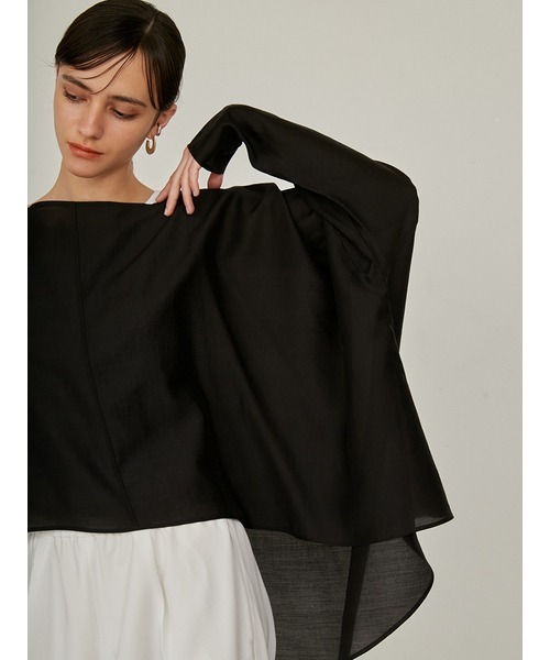 styling/（スタイリング）の「フレアヘムシアーブラウス（シャツ/ブラウス・レディース・ブラック/ホワイト/ライム・FREE）」の6枚目の写真