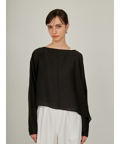 styling/（スタイリング）の「フレアヘムシアーブラウス（シャツ/ブラウス・レディース・ブラック/ホワイト/ライム・FREE）」の7枚目の写真