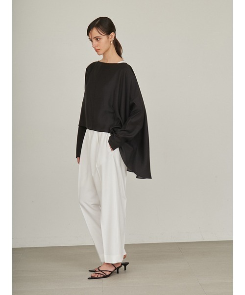 styling/（スタイリング）の「フレアヘムシアーブラウス（シャツ/ブラウス・レディース・ブラック/ホワイト/ライム・FREE）」の10枚目の写真