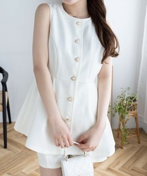 clear | サマーツイードフロントボタンチュニック&ショートパンツセット [着回し力抜群 大人 フェミニン]≪2025SS新作≫(チュニック)