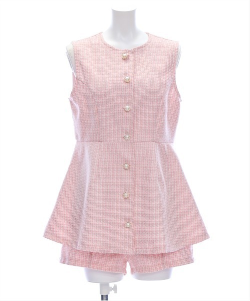 clear（クリア）の「サマーツイードフロントボタンチュニック&ショートパンツセット [着回し力抜群 大人 フェミニン]≪2025SS新作≫（チュニック・レディース・ピンク/アイボリー/ブラック/ブラック×ホワイト・M/S）」の5枚目の写真