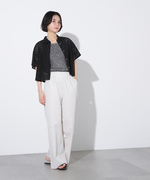 N.（N. Natural Beauty Basic）（エヌエヌナチュラルビューティーベーシック）の「クロップドレースシャツ（シャツ/ブラウス・レディース・オフホワイト/ブラック/ブラウン・MEDIUM）」の20枚目の写真