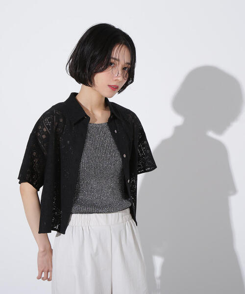 N.（N. Natural Beauty Basic）（エヌエヌナチュラルビューティーベーシック）の「クロップドレースシャツ（シャツ/ブラウス・レディース・オフホワイト/ブラック/ブラウン・MEDIUM）」の22枚目の写真