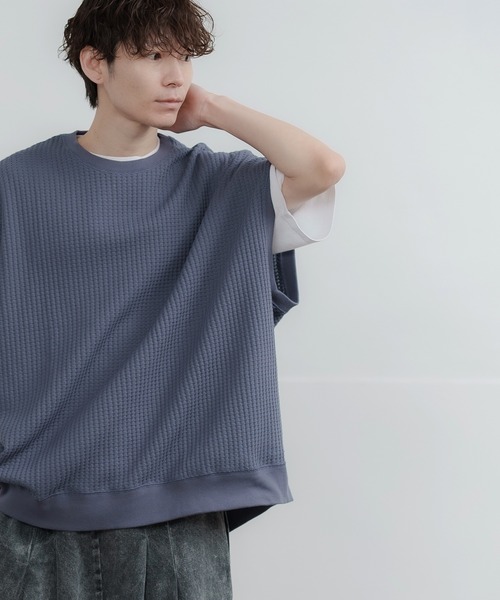 improves（インプローブス）の「ルーズシルエット ビッグ ワッフル クルーベスト（ベスト・メンズ・チャコール/アイボリー/ブラック/ブルー・LARGE/MEDIUM）」の12枚目の写真
