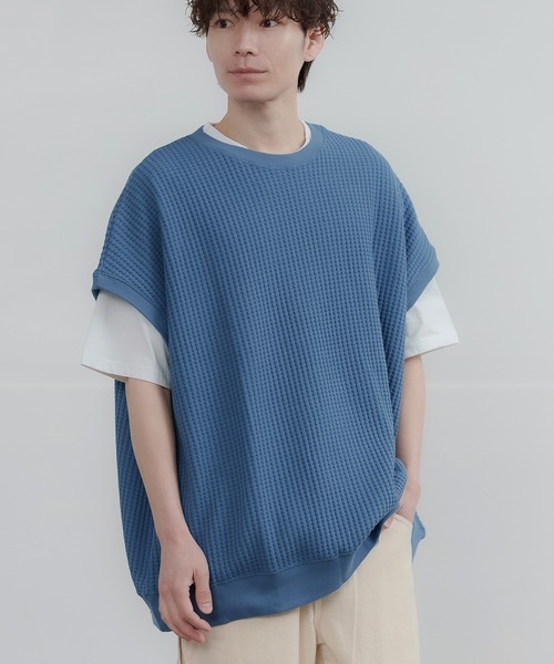 improves（インプローブス）の「ルーズシルエット ビッグ ワッフル クルーベスト（ベスト・メンズ・チャコール/アイボリー/ブラック/ブルー・LARGE/MEDIUM）」の14枚目の写真