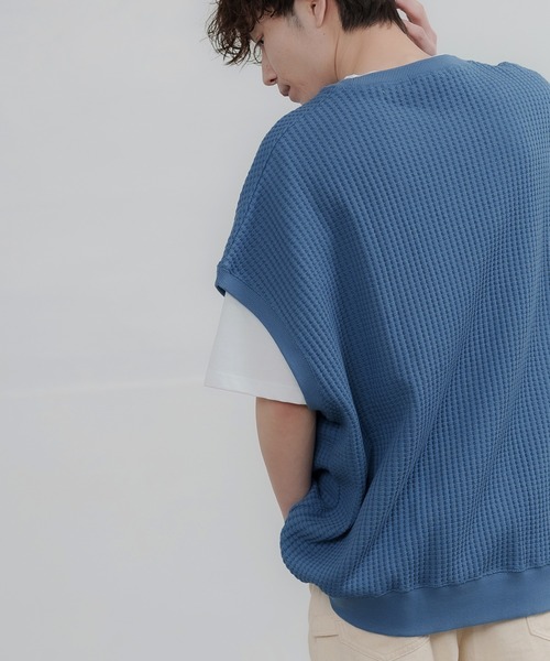 improves（インプローブス）の「ルーズシルエット ビッグ ワッフル クルーベスト（ベスト・メンズ・チャコール/アイボリー/ブラック/ブルー・LARGE/MEDIUM）」の15枚目の写真