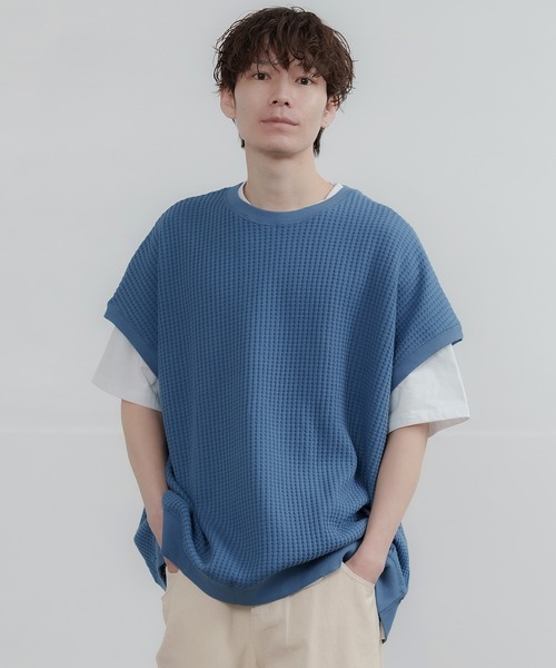 improves（インプローブス）の「ルーズシルエット ビッグ ワッフル クルーベスト（ベスト・メンズ・チャコール/アイボリー/ブラック/ブルー・LARGE/MEDIUM）」の16枚目の写真