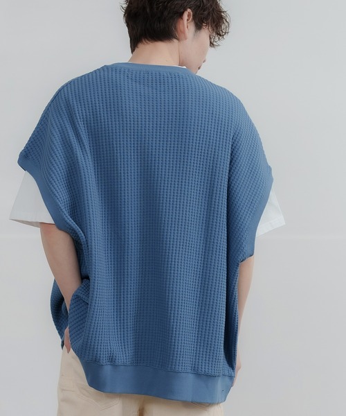 improves（インプローブス）の「ルーズシルエット ビッグ ワッフル クルーベスト（ベスト・メンズ・チャコール/アイボリー/ブラック/ブルー・LARGE/MEDIUM）」の17枚目の写真