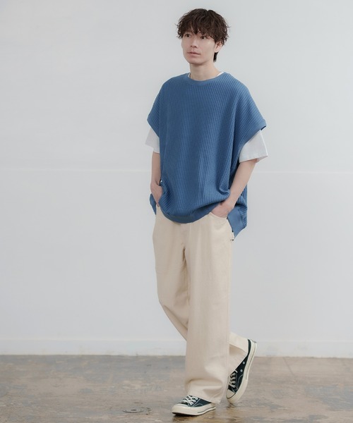 improves（インプローブス）の「ルーズシルエット ビッグ ワッフル クルーベスト（ベスト・メンズ・チャコール/アイボリー/ブラック/ブルー・LARGE/MEDIUM）」の18枚目の写真