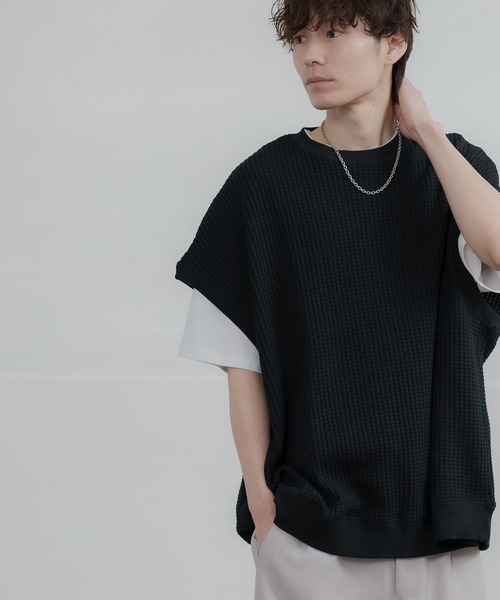 improves（インプローブス）の「ルーズシルエット ビッグ ワッフル クルーベスト（ベスト・メンズ・チャコール/アイボリー/ブラック/ブルー・LARGE/MEDIUM）」の7枚目の写真