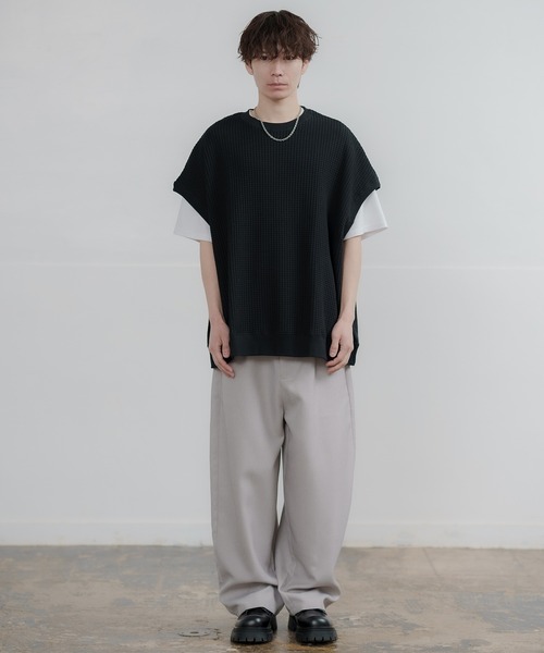 improves（インプローブス）の「ルーズシルエット ビッグ ワッフル クルーベスト（ベスト・メンズ・チャコール/アイボリー/ブラック/ブルー・LARGE/MEDIUM）」の8枚目の写真