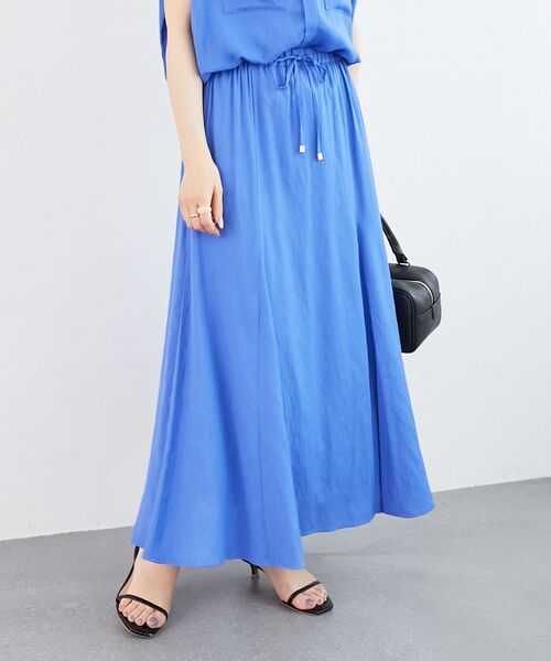 le.coeur blanc（ルクールブラン）の「《リラクシーな履き心地》リネンライクマーメイドスカート（スカート・レディース・ダークグレー/ブルー/パープル・38）」の3枚目の写真