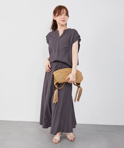 le.coeur blanc（ルクールブラン）の「《リラクシーな履き心地》リネンライクマーメイドスカート（スカート・レディース・ダークグレー/ブルー/パープル・38）」の19枚目の写真