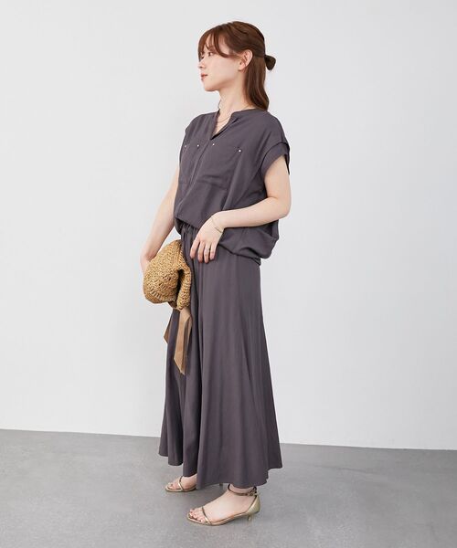 le.coeur blanc（ルクールブラン）の「《リラクシーな履き心地》リネンライクマーメイドスカート（スカート・レディース・ダークグレー/ブルー/パープル・38）」の18枚目の写真