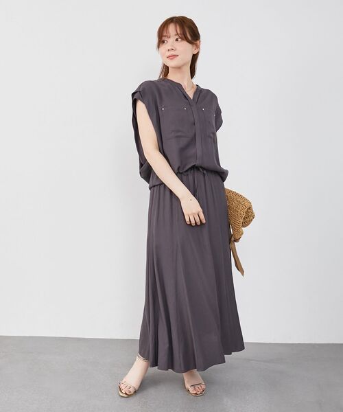 le.coeur blanc（ルクールブラン）の「《リラクシーな履き心地》リネンライクマーメイドスカート（スカート・レディース・ダークグレー/ブルー/パープル・38）」の15枚目の写真