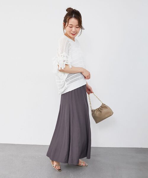le.coeur blanc（ルクールブラン）の「《リラクシーな履き心地》リネンライクマーメイドスカート（スカート・レディース・ダークグレー/ブルー/パープル・38）」の13枚目の写真