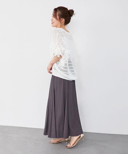 le.coeur blanc（ルクールブラン）の「《リラクシーな履き心地》リネンライクマーメイドスカート（スカート・レディース・ダークグレー/ブルー/パープル・38）」の12枚目の写真