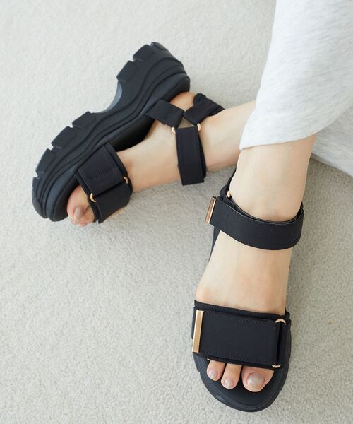 MAJESTIC LEGON（マジェスティックレゴン）の「ワイドベルトスポサン（サンダル・レディース・アイボリー/ピンクベージュ/ブラック・SMALL/X-LARGE/LARGE/MEDIUM）」の3枚目の写真