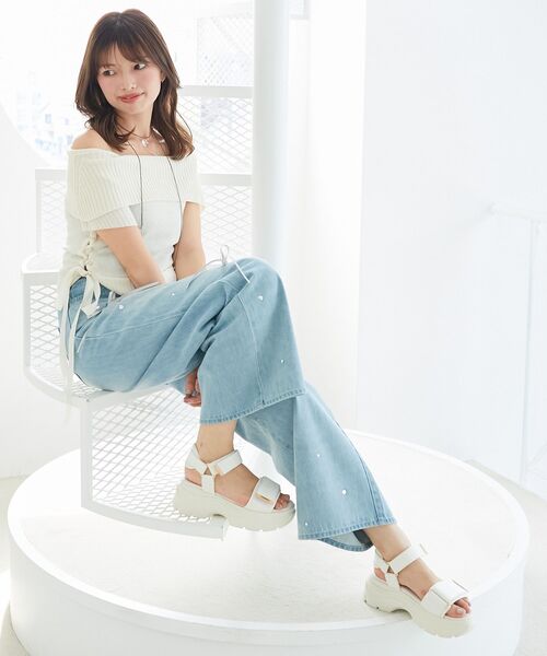 MAJESTIC LEGON（マジェスティックレゴン）の「ワイドベルトスポサン（サンダル・レディース・アイボリー/ピンクベージュ/ブラック・SMALL/X-LARGE/LARGE/MEDIUM）」の7枚目の写真