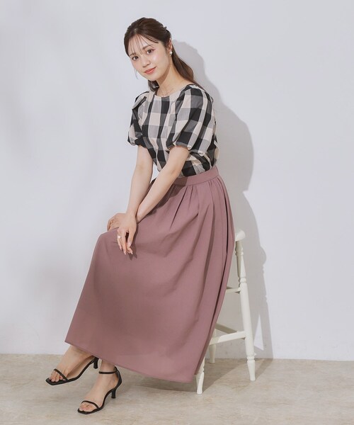 couture brooch（クチュールブローチ）の「【マシンウォッシャブル・二の腕カバー】ブロックチェックブラウス（シャツ/ブラウス・レディース・ブラック系1/ネイビー系1・42/36/38/40）」の3枚目の写真