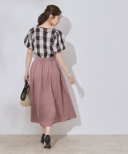 couture brooch（クチュールブローチ）の「【マシンウォッシャブル・二の腕カバー】ブロックチェックブラウス（シャツ/ブラウス・レディース・ブラック系1/ネイビー系1・42/36/38/40）」の5枚目の写真