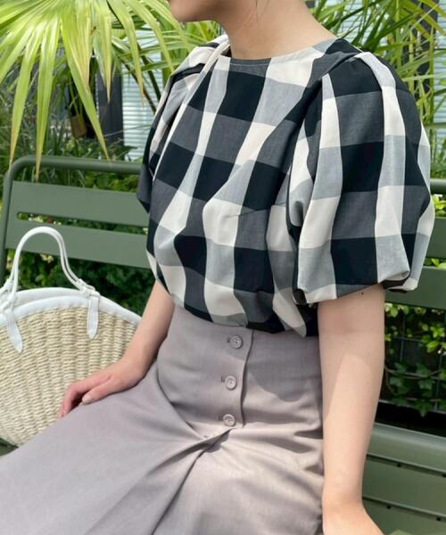 couture brooch（クチュールブローチ）の「【マシンウォッシャブル・二の腕カバー】ブロックチェックブラウス（シャツ/ブラウス・レディース・ブラック系1/ネイビー系1・42/36/38/40）」の17枚目の写真