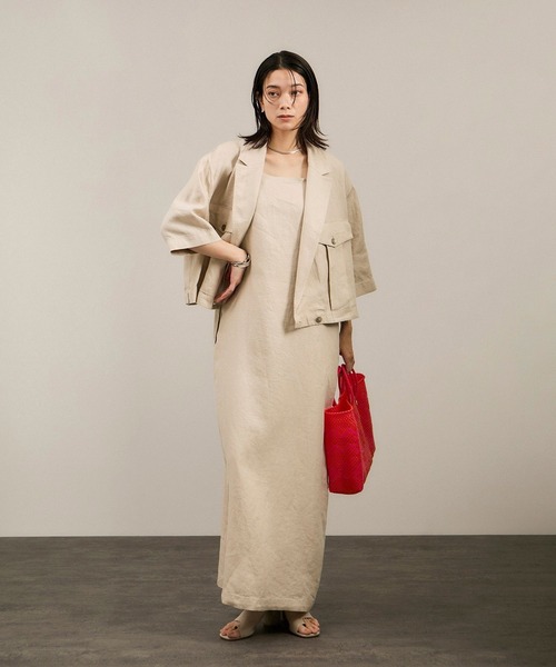 SALON adam et rope'（サロン アダム エ ロペ）の「リネンツイルブルゾン（ブルゾン・レディース・ブラック/ピンク/ベージュ・FREE）」の7枚目の写真