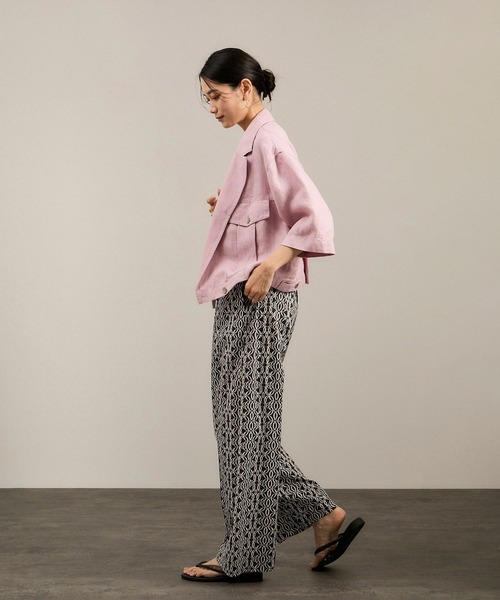 SALON adam et rope'（サロン アダム エ ロペ）の「リネンツイルブルゾン（ブルゾン・レディース・ブラック/ピンク/ベージュ・FREE）」の8枚目の写真