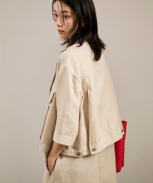 SALON adam et rope'（サロン アダム エ ロペ）の「リネンツイルブルゾン（ブルゾン・レディース・ブラック/ピンク/ベージュ・FREE）」の14枚目の写真