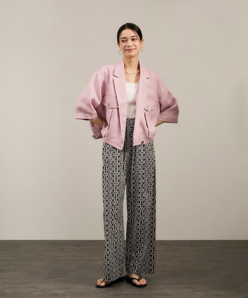 今季　SALON adam et ropé アダムエロペ　リネンツイルブルゾン リネンツイルブルゾン（ブルゾン）｜SALON adam et rope'（サロン