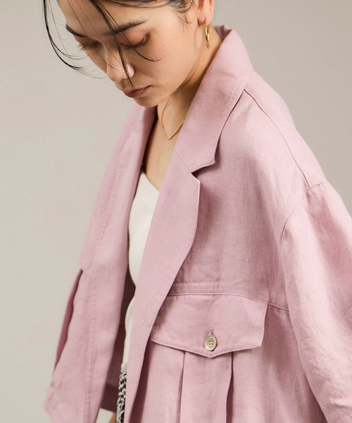 SALON adam et rope'（サロン アダム エ ロペ）の「リネンツイルブルゾン（ブルゾン・レディース・ブラック/ピンク/ベージュ・FREE）」の17枚目の写真