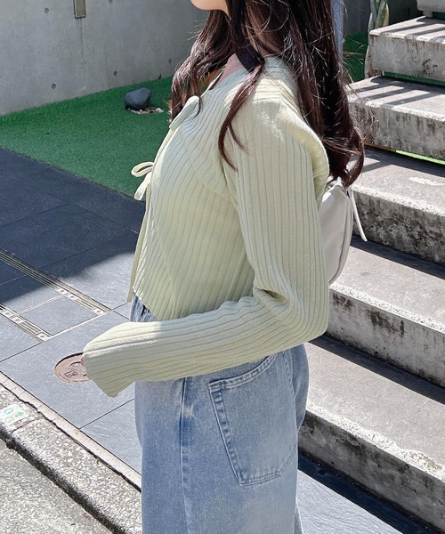 INGNI（イング）の「【WEB限定】シアーリボンニットカーディガン（カーディガン/ボレロ・レディース・オフホワイト/ブラック/ピンク/ミント・M）」の12枚目の写真