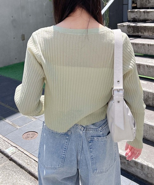 INGNI（イング）の「【WEB限定】シアーリボンニットカーディガン（カーディガン/ボレロ・レディース・オフホワイト/ブラック/ピンク/ミント・M）」の11枚目の写真